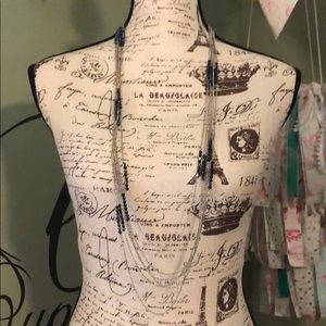 Blue Swarovski crystal and silver multi strand n